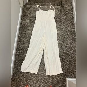 Old Navy Cream Jumpsuit with Wide-Leg Design